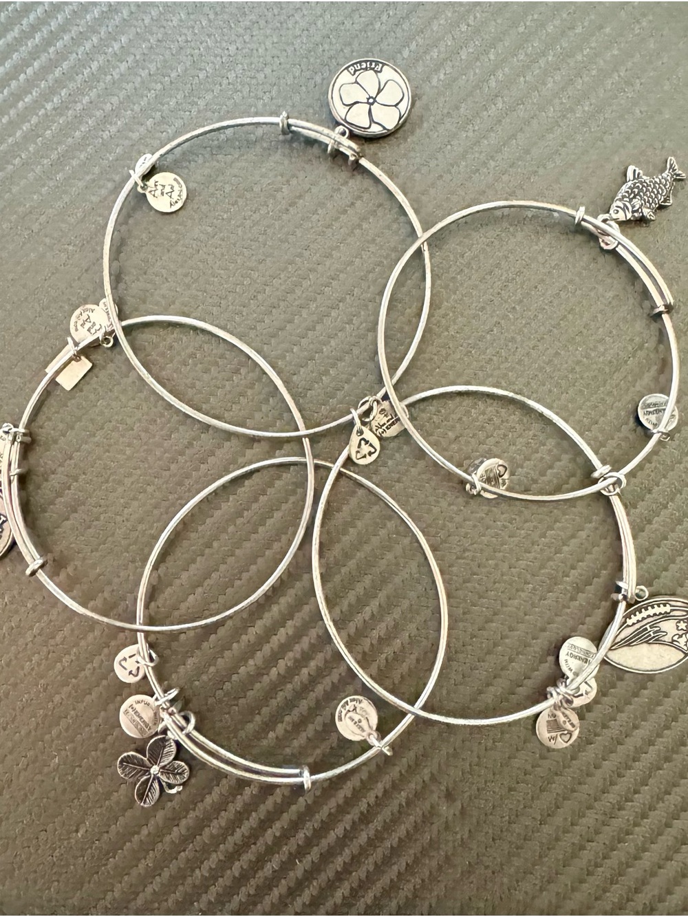 Alex and Ani Silver-Tone Charm Bangle Bracelets - set of 5